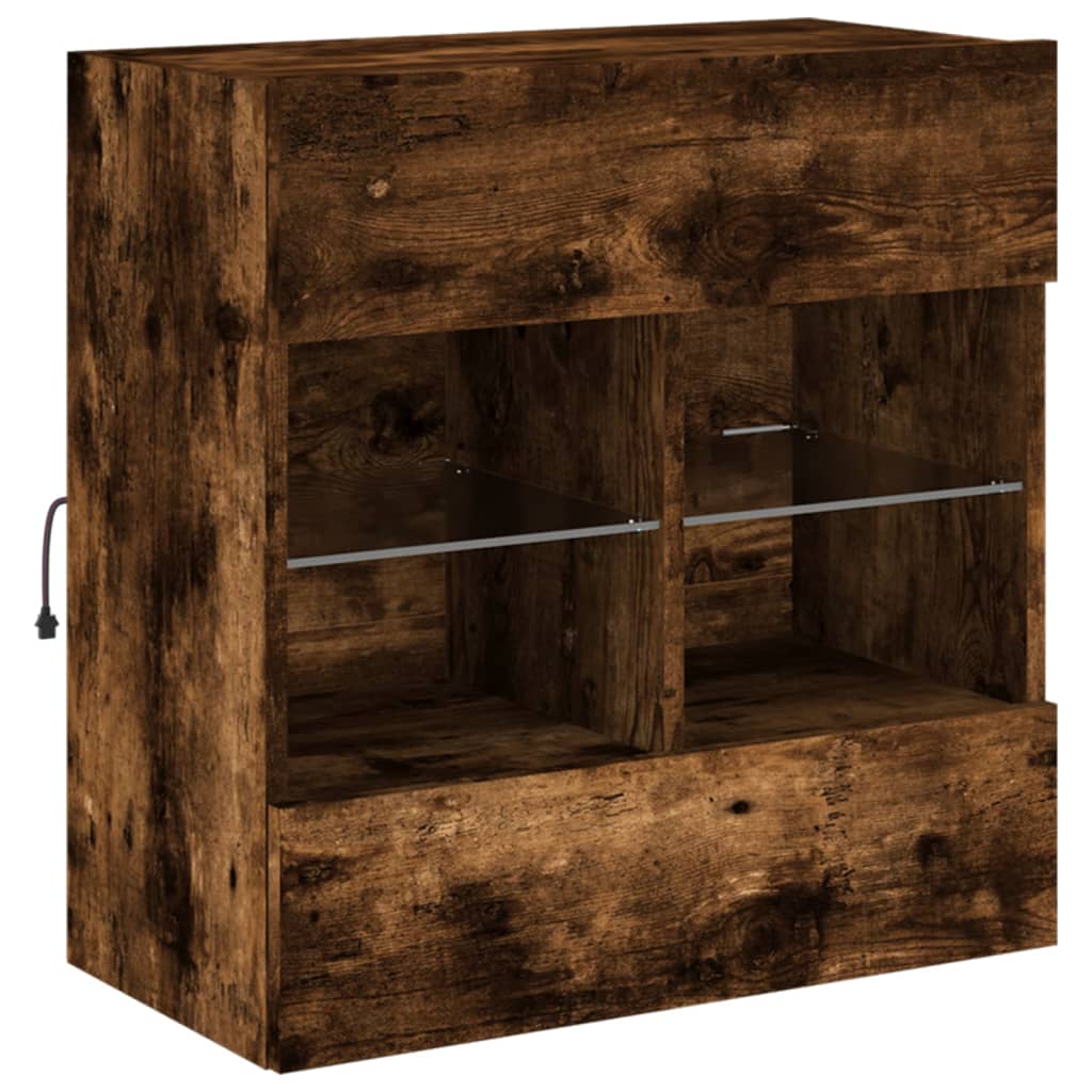 Thumbnail - vidaXL TV-Wandschrank mit LED-Leuchten Räuchereiche 58,5x30x60,5 cm