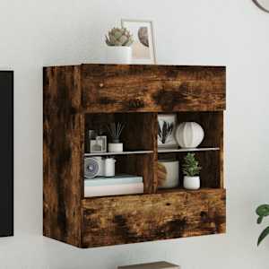 Nástěnná TV skříňka s LED osvětlením kouřový dub 58,5x30x60,5cm - obrázek 1
