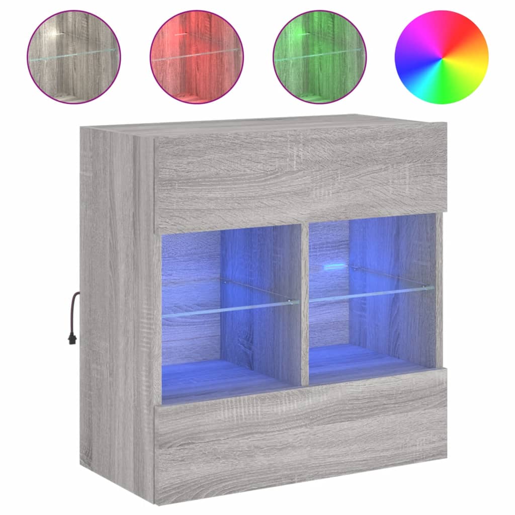 vidaXL Nástěnná TV skříňka s LED osvětlením šedá sonoma 58,5x30x60,5cm