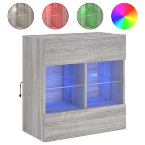 Nástěnná TV skříňka s LED osvětlením šedá sonoma 58,5x30x60,5cm - obrázek 2