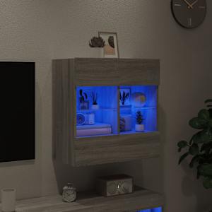 Nástěnná TV skříňka s LED osvětlením šedá sonoma 58,5x30x60,5cm - obrázek 3