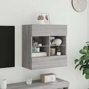 Nástěnná TV skříňka s LED osvětlením šedá sonoma 58,5x30x60,5cm - obrázek 4