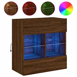 Nástěnná TV skříňka s LED osvětlením hnědý dub 58,5x30x60,5 cm - obrázek 2