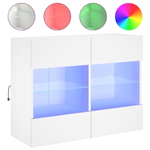 Nástěnná TV skříňka s LED osvětlením bílá 78,5 x 30 x 60,5 cm - obrázek 2