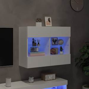 Nástěnná TV skříňka s LED osvětlením bílá 78,5 x 30 x 60,5 cm - obrázek 3