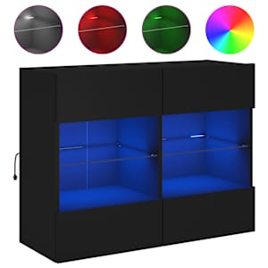 Nástěnná TV skříňka s LED osvětlením černá 78,5 x 30 x 60,5 cm - obrázek 2