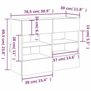 Nástěnná TV skříňka s LED osvětlením černá 78,5 x 30 x 60,5 cm - obrázek 17