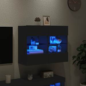 Nástěnná TV skříňka s LED osvětlením černá 78,5 x 30 x 60,5 cm - obrázek 3