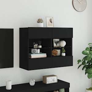 Nástěnná TV skříňka s LED osvětlením černá 78,5 x 30 x 60,5 cm - obrázek 4