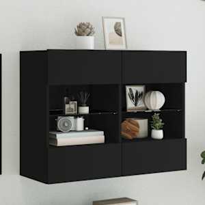 Nástěnná TV skříňka s LED osvětlením černá 78,5 x 30 x 60,5 cm - obrázek 1