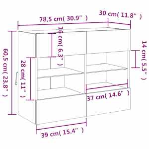 Nástěnná TV skříňka s LED betonově šedá 78,5 x 30 x 60,5 cm - obrázek 17