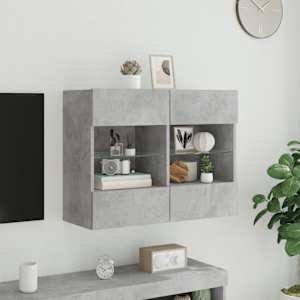 Nástěnná TV skříňka s LED betonově šedá 78,5 x 30 x 60,5 cm - obrázek 4