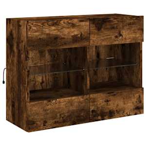 Nástěnná TV skříňka s LED osvětlením kouřový dub 78,5x30x60,5cm - obrázek 5