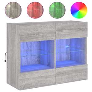 Nástěnná TV skříňka s LED osvětlením šedá sonoma 78,5x30x60,5cm - obrázek 2