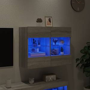 Nástěnná TV skříňka s LED osvětlením šedá sonoma 78,5x30x60,5cm - obrázek 3