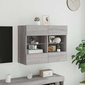 Nástěnná TV skříňka s LED osvětlením šedá sonoma 78,5x30x60,5cm - obrázek 4