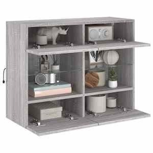 Nástěnná TV skříňka s LED osvětlením šedá sonoma 78,5x30x60,5cm - obrázek 15