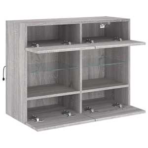 Nástěnná TV skříňka s LED osvětlením šedá sonoma 78,5x30x60,5cm - obrázek 7