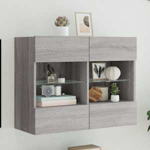 Nástěnná TV skříňka s LED osvětlením šedá sonoma 78,5x30x60,5cm - obrázek 1