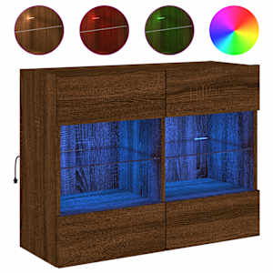 Nástěnná TV skříňka s LED osvětlením hnědý dub 78,5x30x60,5 cm - obrázek 2