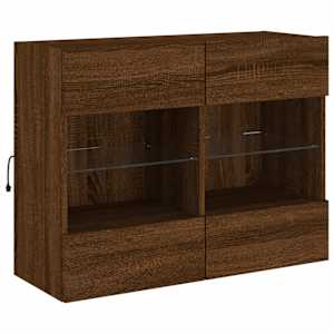 Nástěnná TV skříňka s LED osvětlením hnědý dub 78,5x30x60,5 cm - obrázek 5