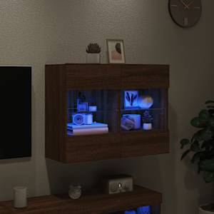 Nástěnná TV skříňka s LED osvětlením hnědý dub 78,5x30x60,5 cm - obrázek 3