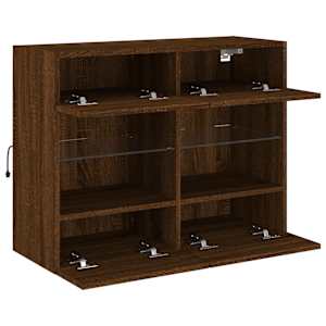 Nástěnná TV skříňka s LED osvětlením hnědý dub 78,5x30x60,5 cm - obrázek 7