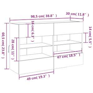 Nástěnná TV skříňka s LED osvětlením bílá 98,5 x 30 x 60,5 cm - obrázek 17