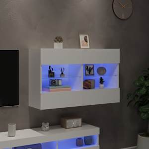 Nástěnná TV skříňka s LED osvětlením bílá 98,5 x 30 x 60,5 cm - obrázek 3