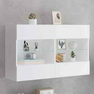 Nástěnná TV skříňka s LED osvětlením bílá 98,5 x 30 x 60,5 cm