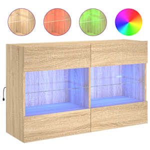 Nástěnná TV skříňka s LED osvětlením dub sonoma 98,5x30x60,5 cm - obrázek 2