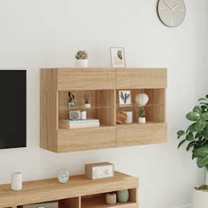 Nástěnná TV skříňka s LED osvětlením dub sonoma 98,5x30x60,5 cm - obrázek 5