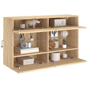Nástěnná TV skříňka s LED osvětlením dub sonoma 98,5x30x60,5 cm - obrázek 6