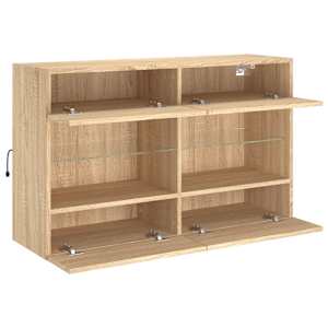 Nástěnná TV skříňka s LED osvětlením dub sonoma 98,5x30x60,5 cm - obrázek 8