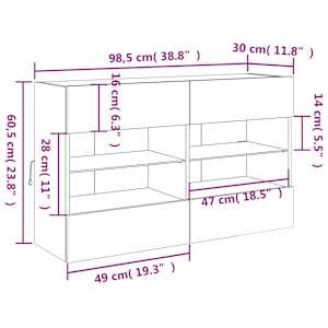 Nástěnná TV skříňka s LED betonově šedá 98,5 x 30 x 60,5 cm - obrázek 17