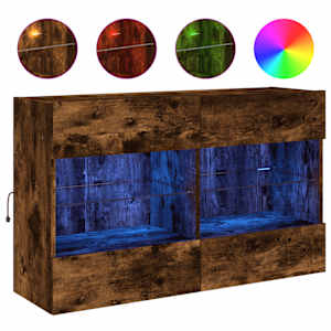 Nástěnná TV skříňka s LED osvětlením kouřový dub 98,5x30x60,5cm - obrázek 2