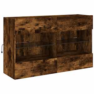 Nástěnná TV skříňka s LED osvětlením kouřový dub 98,5x30x60,5cm - obrázek 3