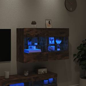 Nástěnná TV skříňka s LED osvětlením kouřový dub 98,5x30x60,5cm - obrázek 4