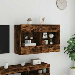 Nástěnná TV skříňka s LED osvětlením kouřový dub 98,5x30x60,5cm - obrázek 5