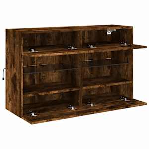 Nástěnná TV skříňka s LED osvětlením kouřový dub 98,5x30x60,5cm - obrázek 8