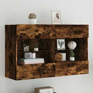 Nástěnná TV skříňka s LED osvětlením kouřový dub 98,5x30x60,5cm - obrázek 1