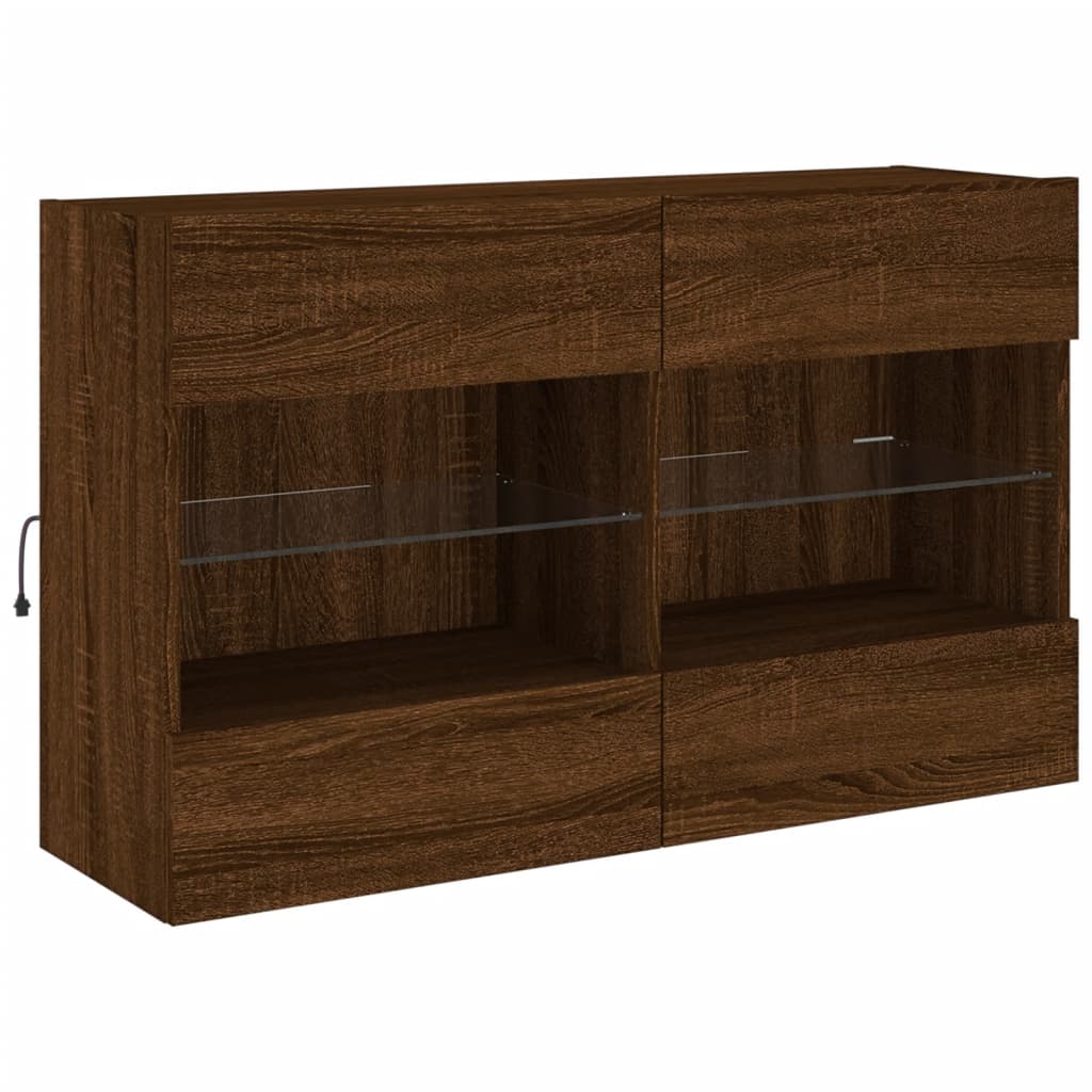 vidaXL Tv-wandmeubel met LED 98,5x30x60,5 cm bruin eikenkleur afbeelding