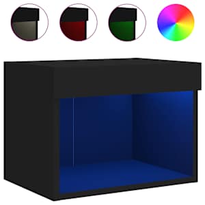 Noční stolek s LED osvětlením nástěnný černý - obrázek 2