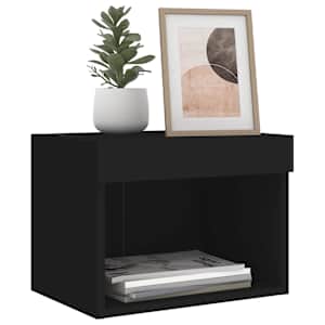 Noční stolek s LED osvětlením nástěnný černý - obrázek 5