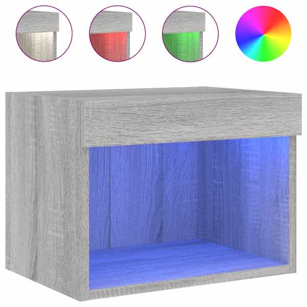 vidaXL seinale kinnitatav &ouml;&ouml;kapp LED-tuledega, hall Sonoma tamm