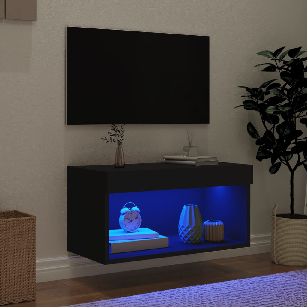 vidaXL Tv-meubel met LED-verlichting 60x30x30 cm zwart afbeelding