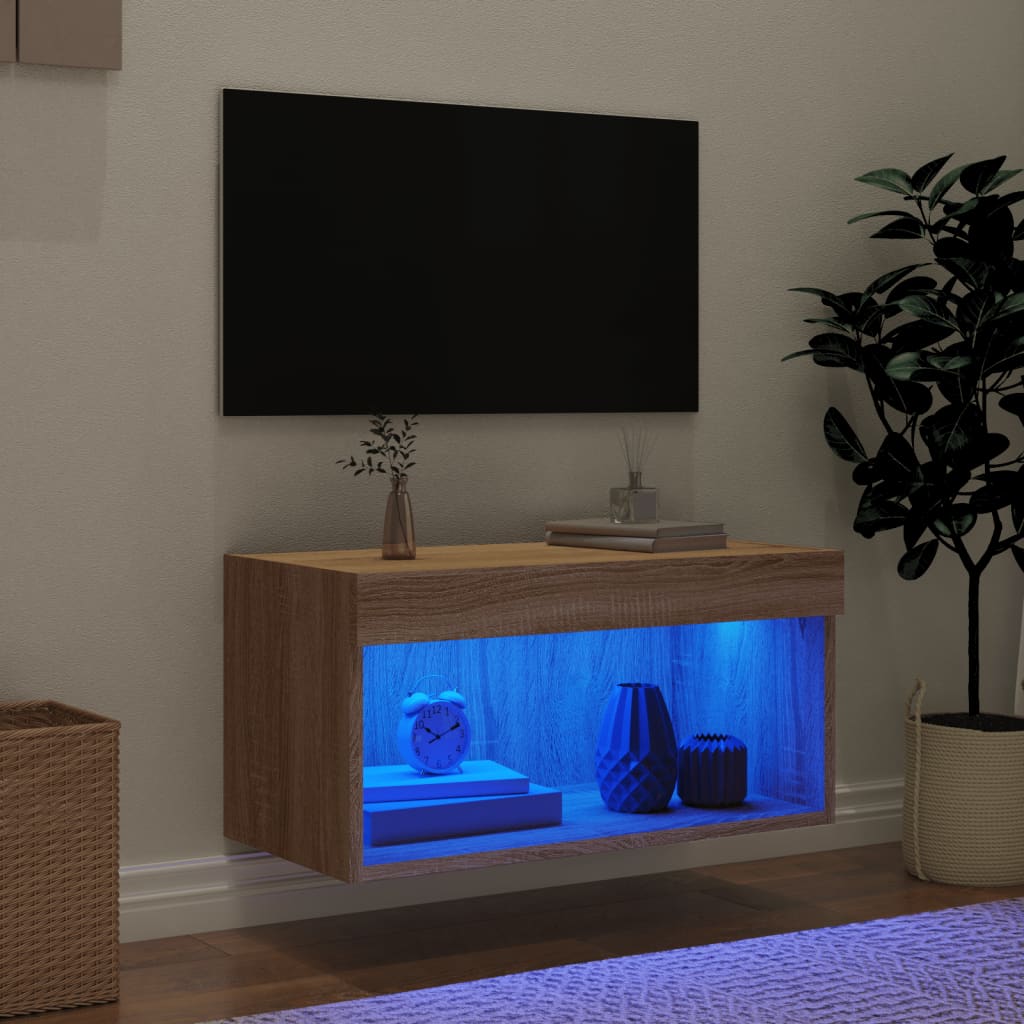vidaXL Tv-meubel met LED-verlichting 60x30x30 cm sonoma eikenkleurig afbeelding