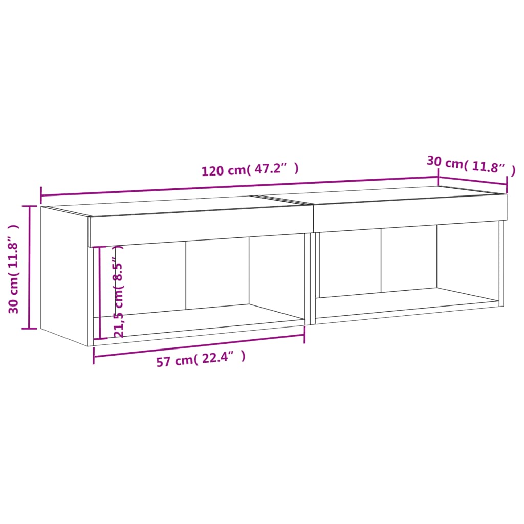 TV skříňky s LED osvětlením 2 ks dub sonoma 60 x 30 x 30 cm - obrázek 17