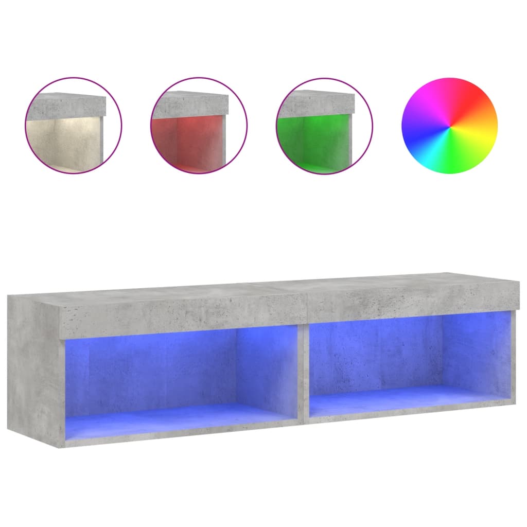 vidaXL TV skříňky s LED osvětlením 2 ks betonově šedé 60 x 30 x 30 cm