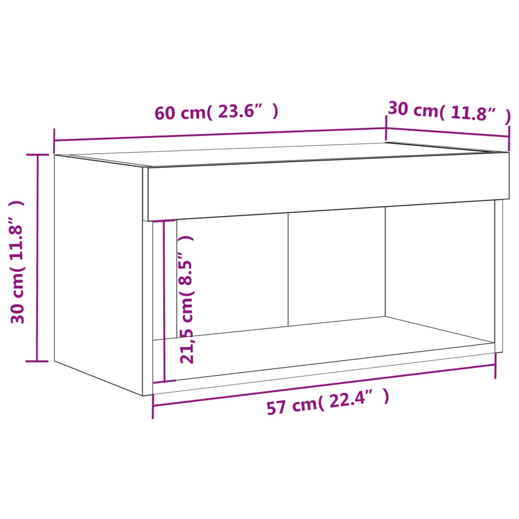 TV skříňka s LED osvětlením kouřový dub 60 x 30 x 30 cm - obrázek 17
